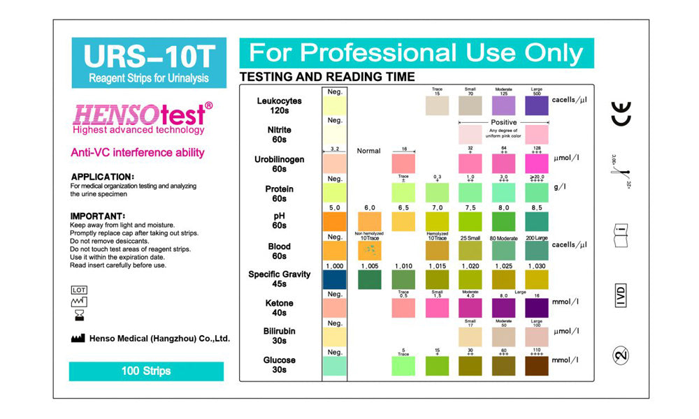 URS - 10T Reagent strips for Urinalysis - 100 strips